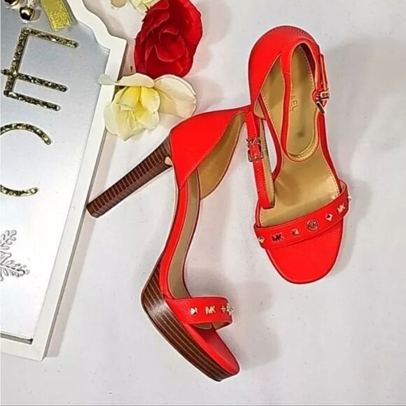 Michael Kors Sangria platform Sandal RED Leather NEW WITH DUSTBAG ❤️ - Picture 9 of 10